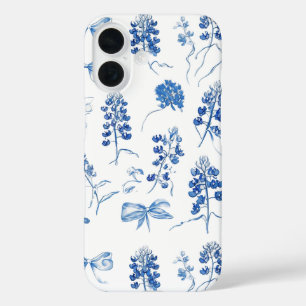 Funda iPhone 16 Bluebonnets Texas Flor Floral Azul Patrón de Bow