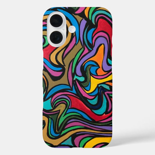 Funda iPhone 16 Blustery Day-Hand Painted Abstract Art (Reverso )