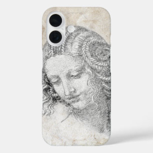 Funda iPhone 16 Boceto de Leonardo DaVinci Leda Pergamino Arte Ele