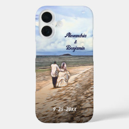 Funda iPhone 16 Boda Pareja de fotografía recién casada Personaliz