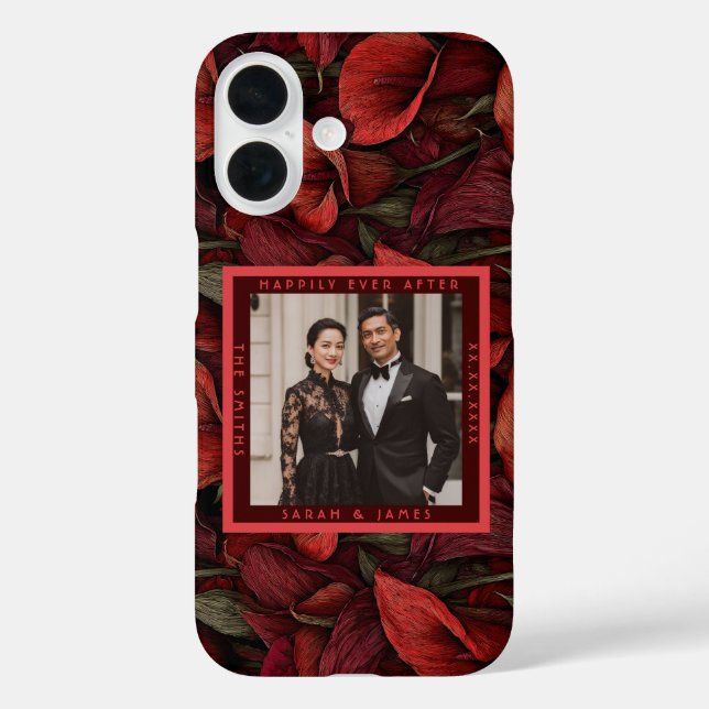 Funda iPhone 16 Bodas Rústicas con Hermosas Calas Rojas (Reverso )