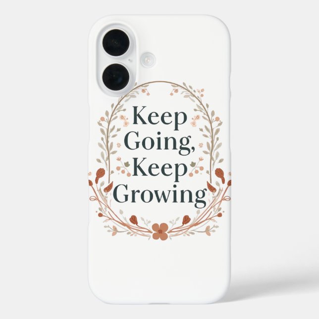 Funda iPhone 16 Boho Botanical "Keep Growing" Motivational Graphic (Reverso )
