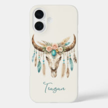 Boho Chic Acuarela Floral Cráneo de Vaca