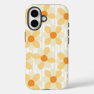 Funda iPhone 16 Boho Daisies + lluvia arcoiris