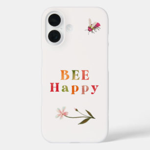 Funda iPhone 16 Boho de flor de citas Inspiradoras de abejas rosad