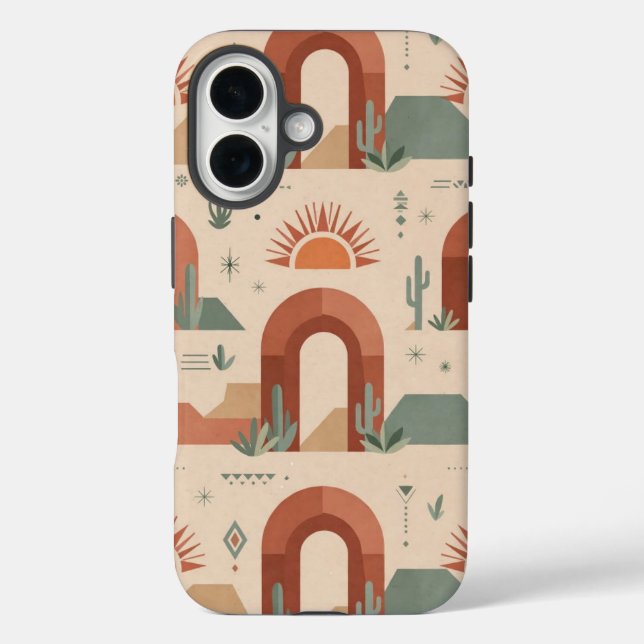 Funda iPhone 16 Boho Desert Arches Sunset Minimal Case (Reverso )