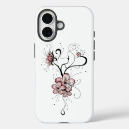 Funda iPhone 16 Boho Pink Floral Swirl iPhone Case