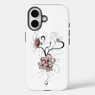 Funda iPhone 16 Boho Pink Floral Swirl iPhone Case
