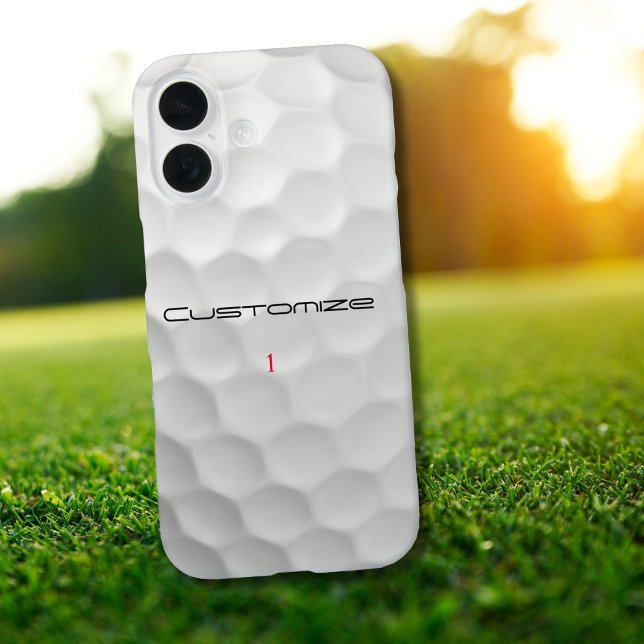 Funda iPhone 16 Bola de golf con texto y número personalizados (Subido por el creador)