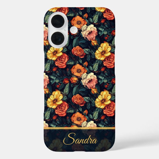 Funda iPhone 16 Bold Birthday Party Rose Floral Custom (Reverso )