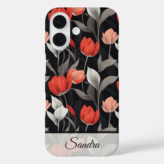 Funda iPhone 16 Bold Wedding Favors Tulip Name (Reverso )