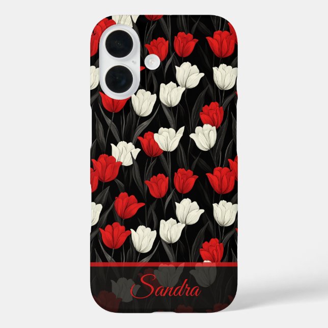 Funda iPhone 16 Bold Wedding Gift Tulip Flower Name (Reverso )