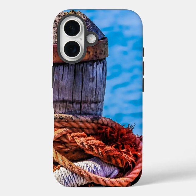 Funda iPhone 16 Bollard de amarre antiguo (Reverso )