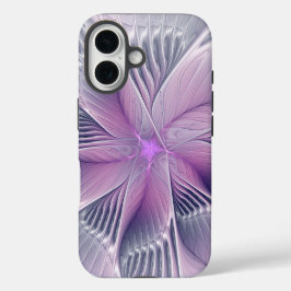 Funda iPhone 16 Bonito Flor Rosa Moderna Resumen Arte Fractal