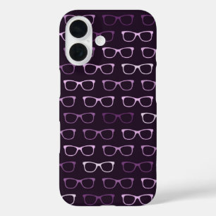 Funda iPhone 16 Bonito Morado Nerdy Hipster Eyeglasses