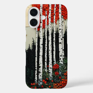 Funda iPhone 16 Bosque de abedules de fantasía