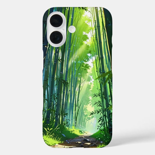 Funda iPhone 16 Bosque de Bambú de primavera - Paisaje de Anime (Reverso )