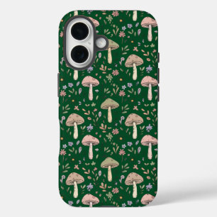 Funda iPhone 16 Bosque Oscuro Esmeralda Hongos Seamless Forestcore
