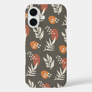 Funda iPhone 16 Botánica silenciada - Hojas terrenales modernas