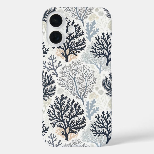 Funda iPhone 16 Botanical Coral Ocean Vibes (Reverso )