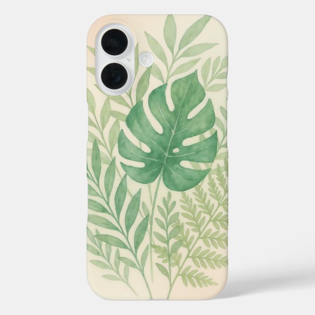 Funda iPhone 16 Botánico Acuarela Tropical (Reverso )
