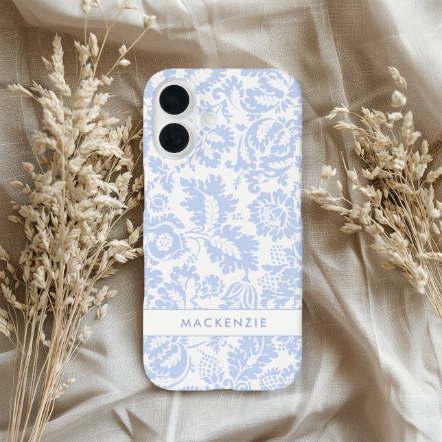 Funda iPhone 16 Botánico floral azul elegante (Subido por el creador)