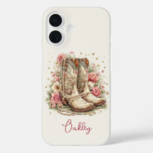 Botas de vaquera elegantes con flores monogramadas