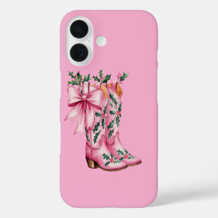 Funda iPhone 16 botas de vaquero rosas