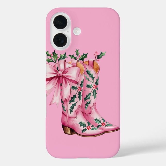Funda iPhone 16 botas de vaquero rosas (Reverso )