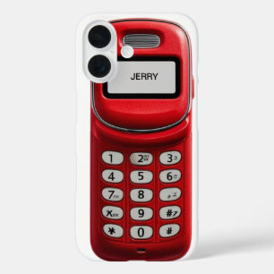 Funda iPhone 16 Botón de inserción retro de personalizado para tel