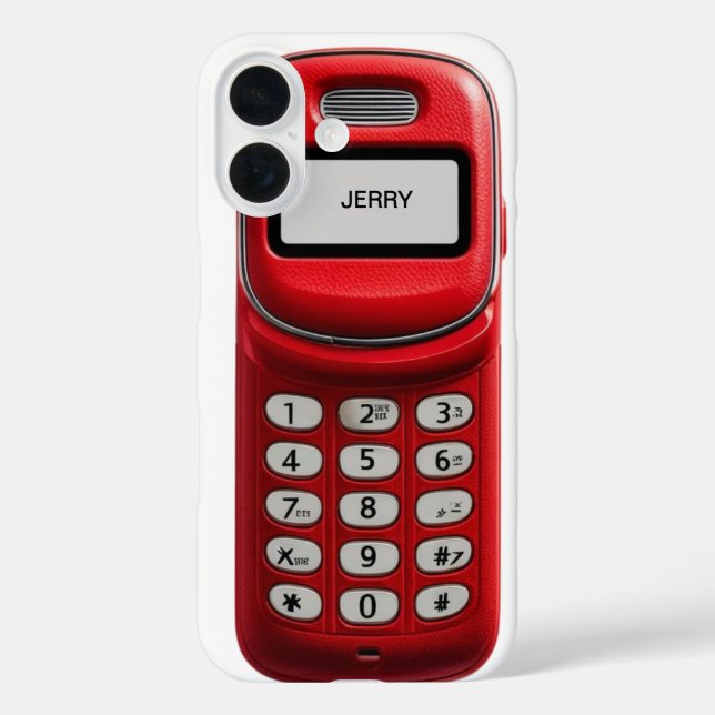 Funda iPhone 16 Botón de inserción retro de personalizado para tel (Reverso )