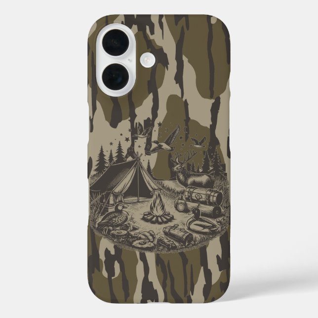 Funda iPhone 16 Bottomland Camo Camping Gear Camo (Reverso )
