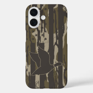 Funda iPhone 16 Bottomland Camo Duck Caza Bandera Americana Estado