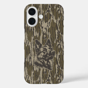 Funda iPhone 16 Bottomland Camo German Shepherd Silhouette