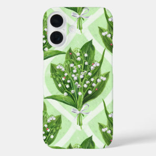Funda iPhone 16 Bouquet de flores de lirio del valle sobre verde