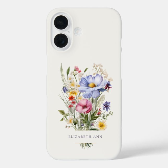 Funda iPhone 16 Bouquet de jardín inglés personalizado (Reverso )