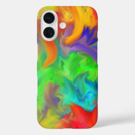 Funda iPhone 16 Brillantes Olas de Color Resumen Arte