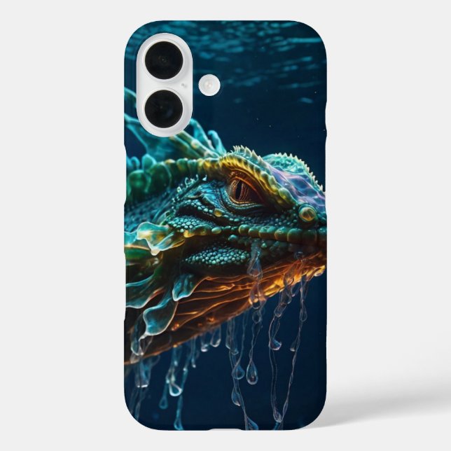 Funda iPhone 16 Brillo del dragón oceánico (Reverso )