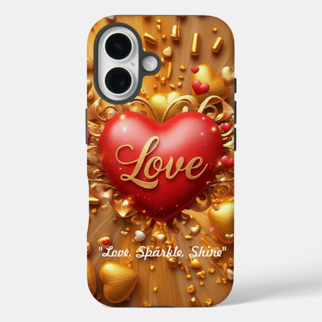Funda iPhone 16 "Brillo Dorado de San Valentín" (Reverso )