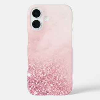 Funda iPhone 16 Brillo Rosa Chic Glamour Mármol Blanco Ombre