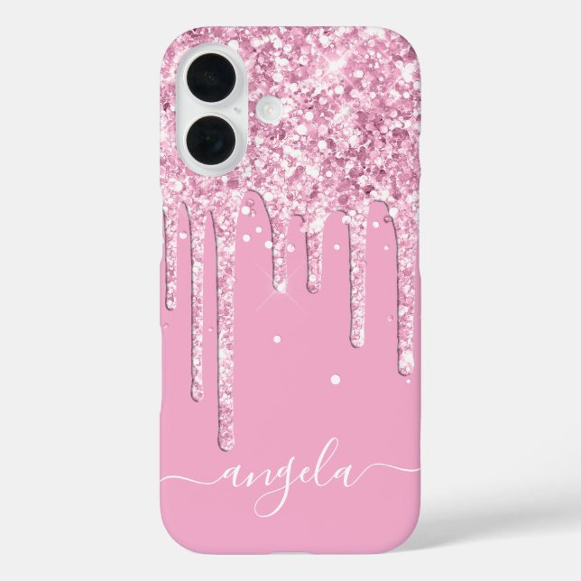 Funda iPhone 16 Brillo Rosa Claro Glam Signature (Reverso )