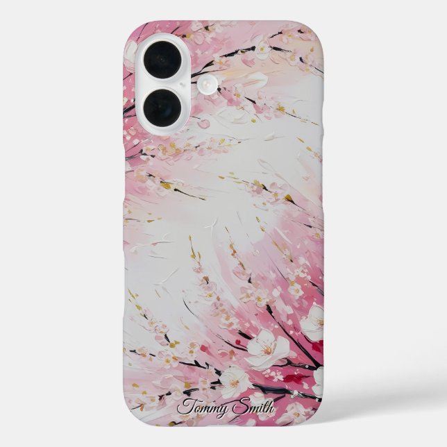 Funda iPhone 16 Brisa de Flor de Cerezo Abstracta (Reverso )