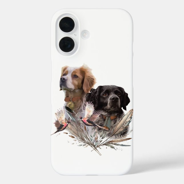 Funda iPhone 16 Brittany Spaniel, pasión por las aves (Reverso )