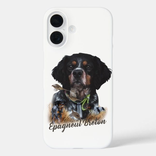 Funda iPhone 16 Brittany Spaniel, pasión por las aves (Reverso )