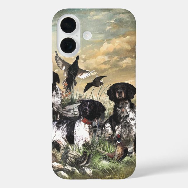 Funda iPhone 16 Brittany Spaniel, pasión por las aves (Reverso )