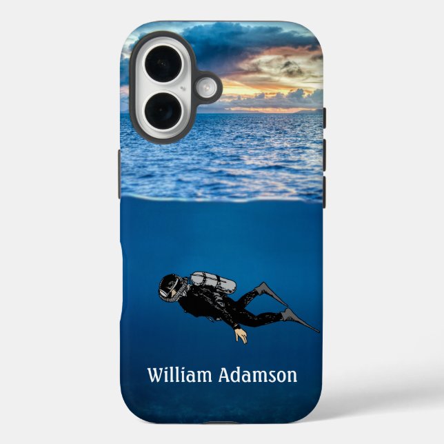 Funda iPhone 16 Buceo en Scuba al sol personalizado (Reverso )