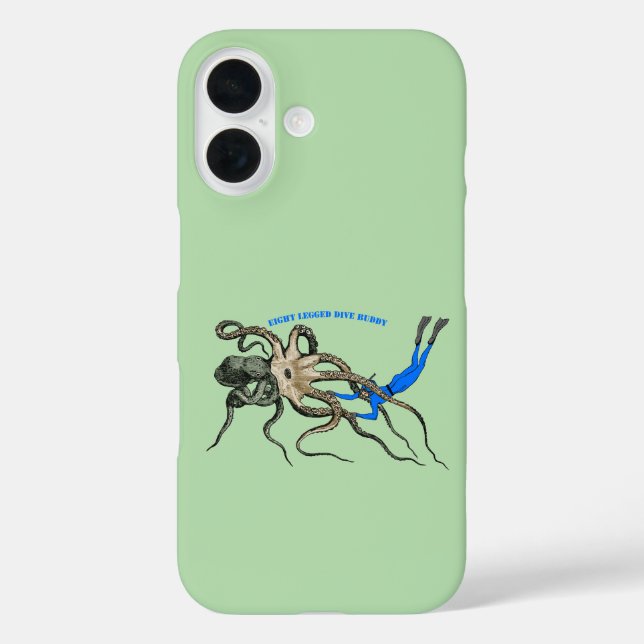 Funda iPhone 16 Buceo libre mirando un pulpo gigante (Reverso )