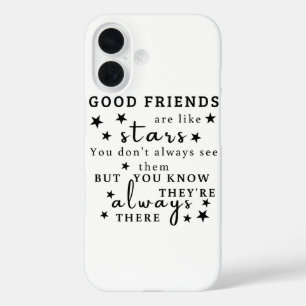 Funda iPhone 16 Buenos Amigos Son Como Estrellas: Arte de Citas de