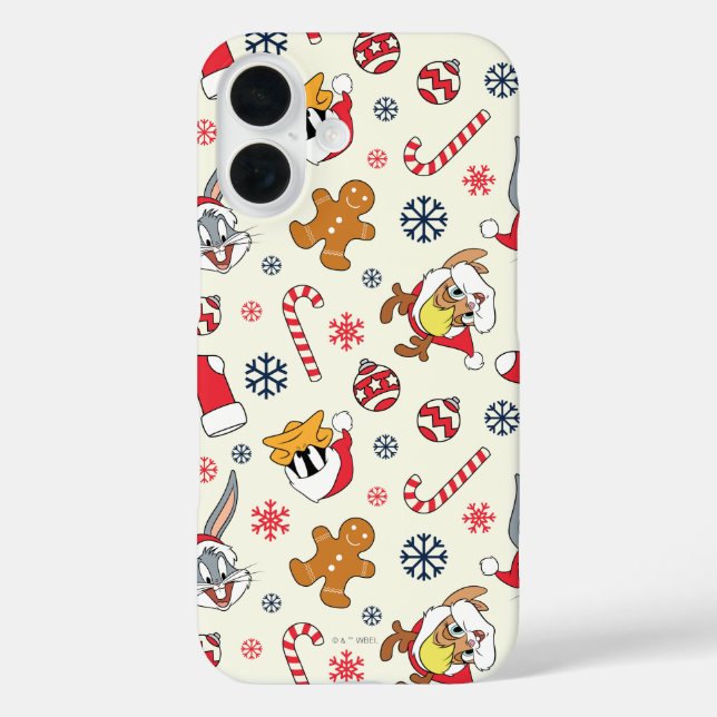 Funda iPhone 16 BUGS BUNNY™, DAFFY DUCK™ & Lola Christmas Pattern (Reverso )