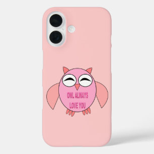 Funda iPhone 16 Búho de Mensaje de Amor Adorable